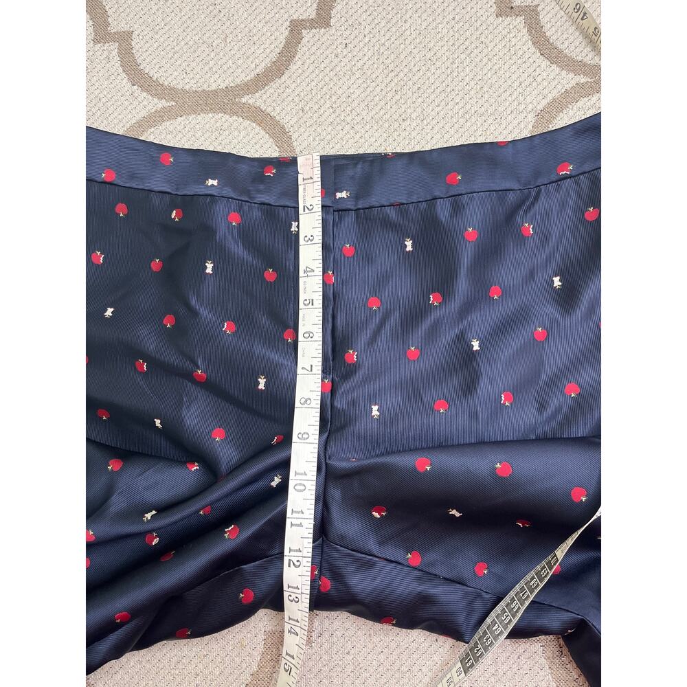 Talbots Apple Print Fully Lined Ankle Pants Petite size 16P Fruit Novelty Navy - Picture 4 of 12